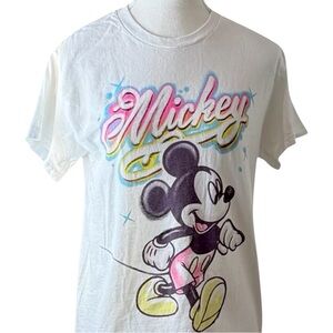 Disney Mickey Mouse‎ Women’s S White Airbrush Graphic Retro Tee